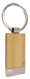 Schlüsselanhänger Metall silber mit Holz